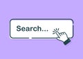 Search bar with suggestions for UI and website design on a bright background. Search address and navigation bar icon with mouse Royalty Free Stock Photo