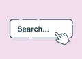 Search bar with suggestions for UI and website design on a bright background. Search address and navigation bar icon with mouse Royalty Free Stock Photo