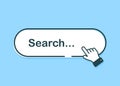 Search bar with suggestions for UI and website design on a bright background. Search address and navigation bar icon with mouse Royalty Free Stock Photo