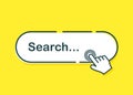 Search bar with suggestions for UI and website design on a bright background. Search address and navigation bar icon with mouse Royalty Free Stock Photo