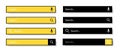 Search bar for user interface and website. Black and yellow icons on a white background. Modern selection of the search bar.