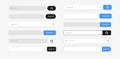Search bar. Website box with button interface element. Input form graphic symbol with shadow effect. Network UI microphone and