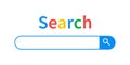 Search bar on white background. Vector search window template