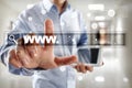 Search bar with www text. Web site, URL. Digital marketing. Business, internet and technology concept. Royalty Free Stock Photo