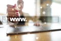 Search bar with www text. Web site, URL. Digital marketing. Business, internet and technology concept. Royalty Free Stock Photo