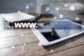 Search bar with www text. Web site, URL. Digital marketing. Business, internet and technology concept. Royalty Free Stock Photo