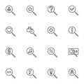 Search basic line icons set