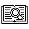 Search book translate icon, outline style