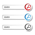 Search buttons, stickers with magnifier symbol