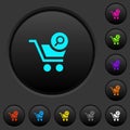 Search cart item dark push buttons with color icons