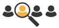 Search choose unique talent people person icon vector simple graphic illustration concept, select target customer client find