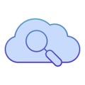 Search in cloud flat icon. Data searching blue icons in trendy flat style. Cloud with lens gradient style design