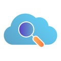 Search in cloud flat icon. Data searching color icons in trendy flat style. Cloud with lens gradient style design