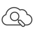 Search in cloud line icon. Data searching vector illustration isolated on white. Cloud with lens outline style design