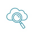 Search cloud line icon. Magnifying glass and cloud. Searching online database concept. Royalty Free Stock Photo