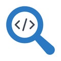 Search coding glyph color flat vector icon