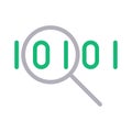 Search coding glyph flat vector icon