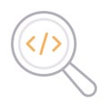 Search coding thin line color vector icon