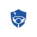 Search Coffee shield shape concept logo template Royalty Free Stock Photo