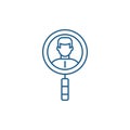 Search for colleagues line icon concept. Search for colleagues flat vector symbol, sign, outline illustration.
