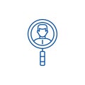 Search for colleagues line icon concept. Search for colleagues flat vector symbol, sign, outline illustration.