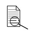 Search document icon. Computer file. Audit check. Analysis process. Business data. Vector illustration. Stock image.