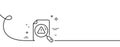 Search document line icon. Help book sign. Continuous line with curl. Vector