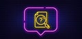 Search document line icon. Help book sign. Neon light speech bubble. Vector