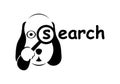 Search dog logo in black and white colors.