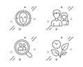 Search employees, Teamwork and Face detect icons set. Leaves sign. Vector