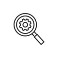 Search engine, icon in line design. Search, engine, SEO, results, query, optimization, algorithms on white background