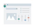 Search Engine Interface With Adjustment Controls in Flat Vector Illustration Symbolizing Web Optimization, Data