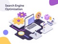 Search Engine Isometric Optimization Illustration. Modern flat design style for website and mobile website.Vector illustration