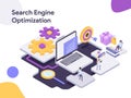 Search Engine Isometric Optimization Illustration. Modern flat design style for website and mobile website.Vector illustration Royalty Free Stock Photo