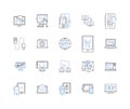 Search engine line icons collection. Algorithm, Optimization, Ranking, Crawling, Indexing, Results, Keywords vector and Royalty Free Stock Photo