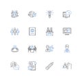 Search Engine line icons collection. Google, Bing, Yahoo, Algorithm, SEO, Keywords, Ranking vector and linear