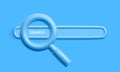 Search engine or magnifying glass in blank search bar on Background. 3d render, copy space. Vector illustration Royalty Free Stock Photo