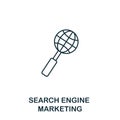 Search Engine Marketing icon thin line style. Symbol from online marketing icons collection. Outline search engine Royalty Free Stock Photo