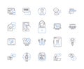 Search engine marketing outline icons collection. Search, engine, marketing, SEO, PPC, SEM, AdWords vector and