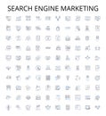 Search engine marketing outline icons collection. Search, engine, marketing, SEO, PPC, SEM, AdWords vector illustration