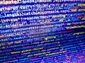 Search engine optimization for better rankings with anchor tags. Programming code screen of software development. Database bits Royalty Free Stock Photo