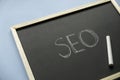 Search engine optimization concept.Chalkboard written with word SEO Royalty Free Stock Photo