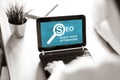 Search engine optimization concept on a laptop screen Royalty Free Stock Photo