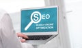 Search engine optimization concept on a laptop screen Royalty Free Stock Photo