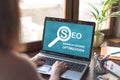 Search engine optimization concept on a laptop screen Royalty Free Stock Photo