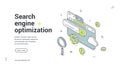 Search Engine Optimization Digital Marketing Web Concept Isometric Banner Vector Illustration Royalty Free Stock Photo