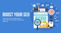 Search engine optimization - flat design web banner