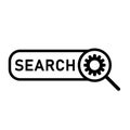 Search engine optimization icon. Search bar, gear and magnifier. Vector illustration.