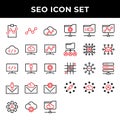 Search engine optimization icon set include clipboard,link,cloud,storage,computer,email,setting,folder network,user,mail,data base Royalty Free Stock Photo