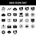 Search engine optimization icon set include clipboard,link,cloud,storage,computer,email,setting,folder network,user,mail,data base Royalty Free Stock Photo